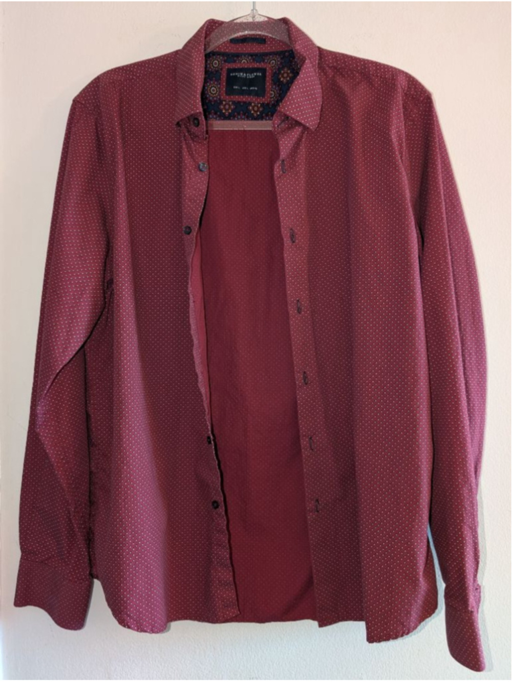 Denim & Flower Mens Red Casual Button Down Shirt Large